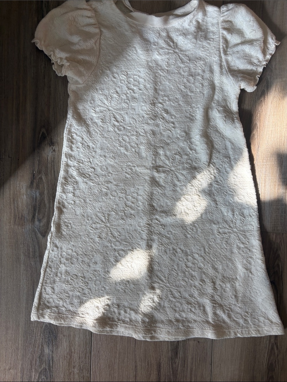 H&M Cream Textured Short Sleeve Tunic Top